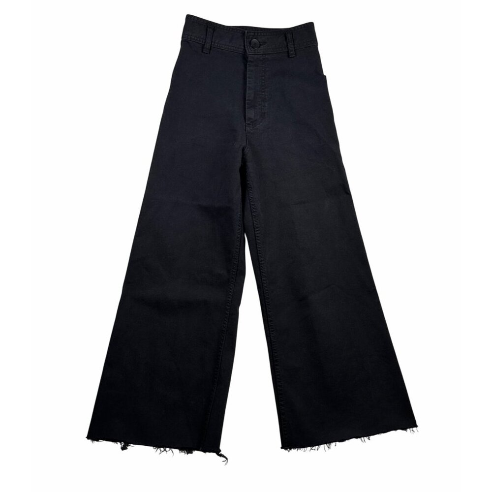 Zara Womens Wide-Leg Raw Hem Jeans Size 0 High Rise Trendy Streetcore Denim